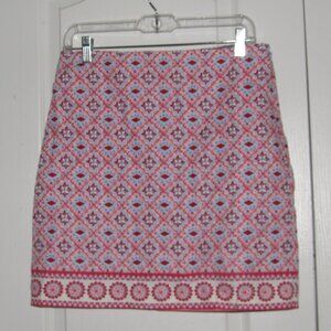 TALBOTS Geometric Pattern Lined  A-Line Preppy Boho Mod Skirt Size 6 Petite